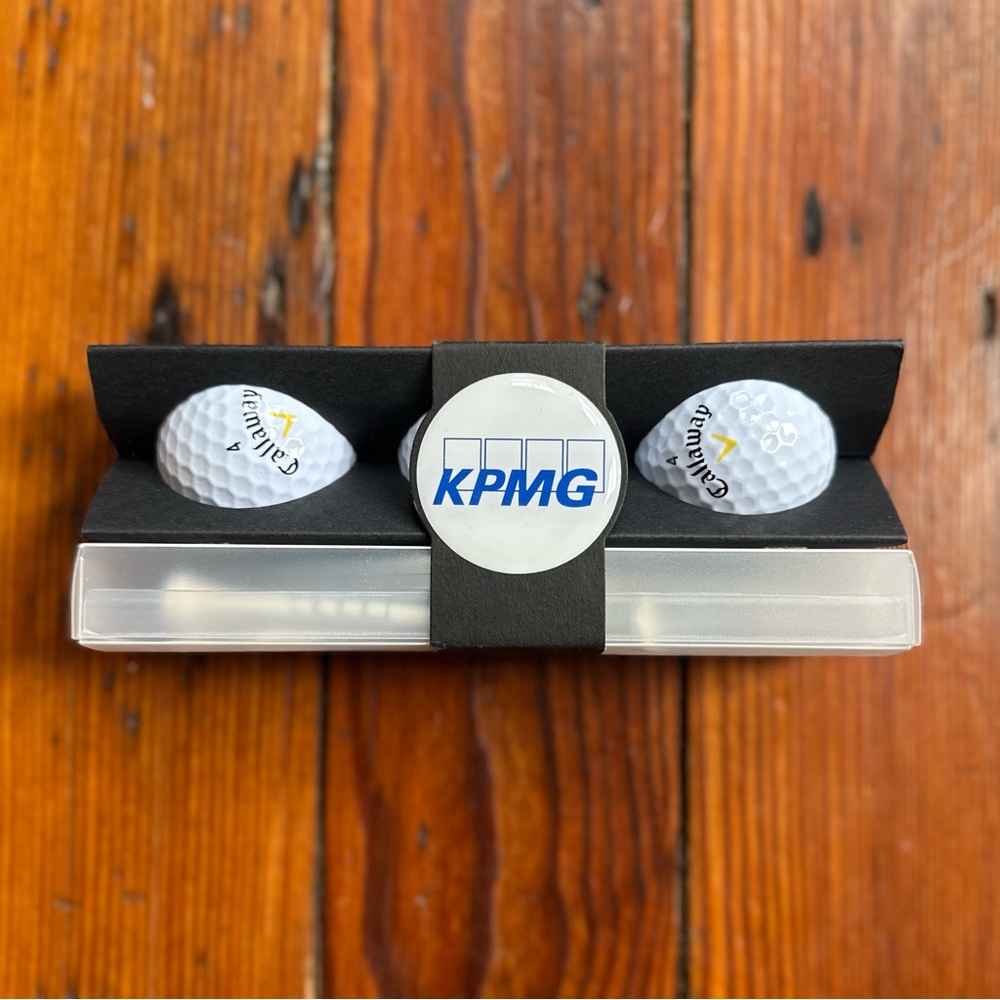 Vintage 2000s Callaway Warbird golf ball set w KPMG corporate logo